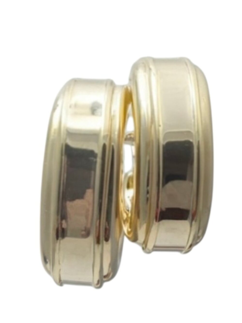 14K Two-Toned Gold Wide J-Hoop Earrings #25184